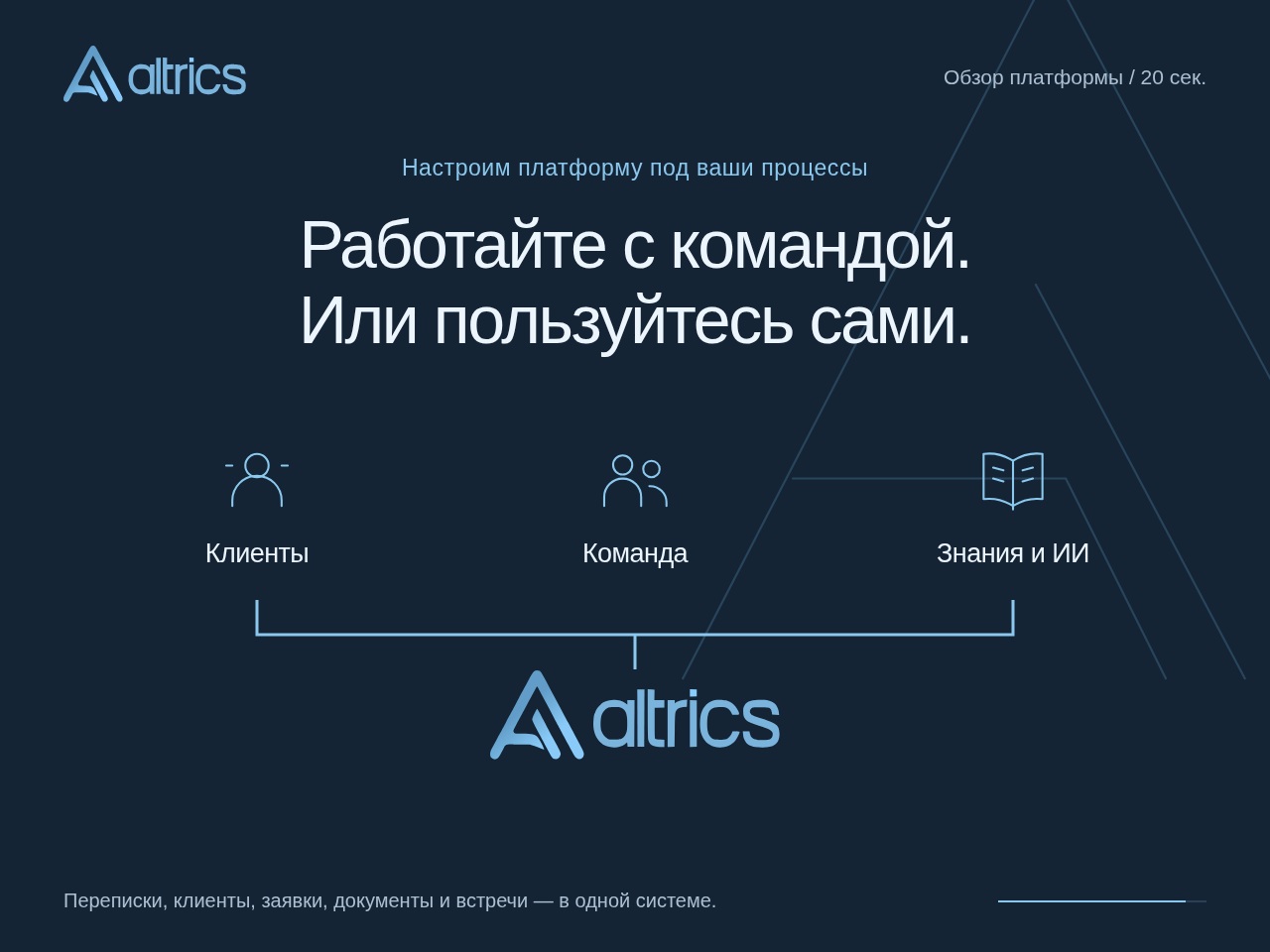 ALTRICS — рабочая платформа с ИИ для команды и самостоятельной работы